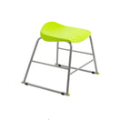 تبديل الصورة The Titan Metal Stacking Low Stool features a sleek, minimalist design with a vibrant green plastic seat and sturdy silver metal legs with angled supports. Set against a clean white background, this stylish and practical stool is perfect for contemporary, flexible learning environments. 2