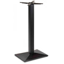 Switch The Pyramid Rectangular Single Pedestal Cast Iron Table Base is a black metal base with a square pedestal and flat square bottom, featuring a cross-shaped bracket for attaching tabletops—ideal for sturdy restaurant dining spaces. 3 image