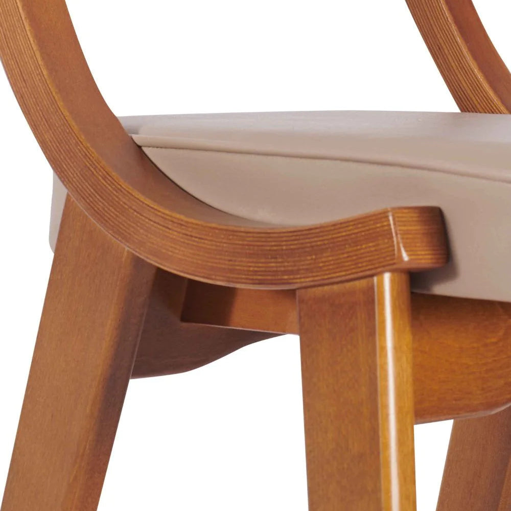 Wave Wooden Upholstered Bar Stool
