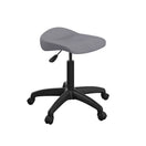 تبديل الصورة Introducing the Titan Swivel Senior Black Stool – with Glides: this stool features an ergonomic saddle-style seat in gray, designed with upward-curving sides for optimal support. It offers height adjustability and a stable black base, ensuring classroom-safe seating and customizable comfort. The stool’s swivel function allows for easy movement, while durable glides provide stability in classroom environments. 2