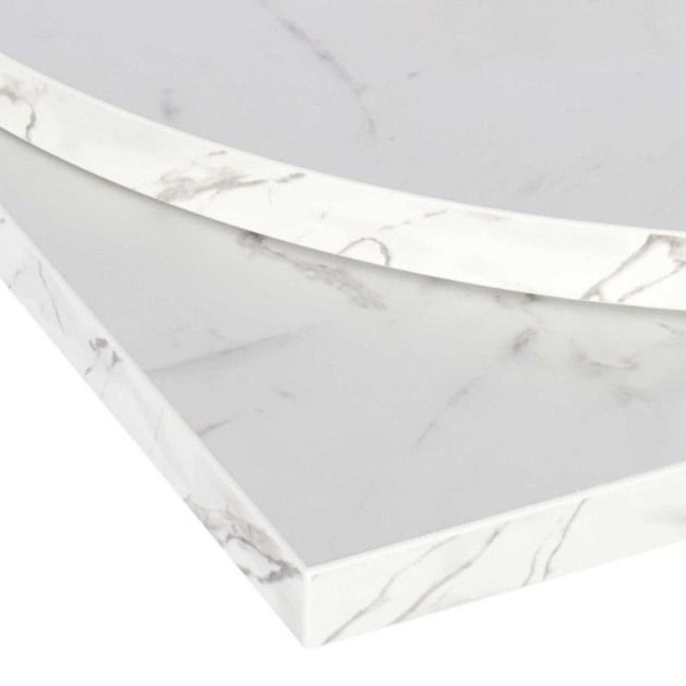 White Crystal Marble Laminate Restaurant Table Top - 25mm