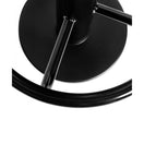 Switch Close-up of the Denzel Black Cast Iron Floor Fixed Footrail Stool’s base and curved footrest against a white background. The sturdy circular base highlights its durability, making this stool ideal for restaurant seating. 2 image