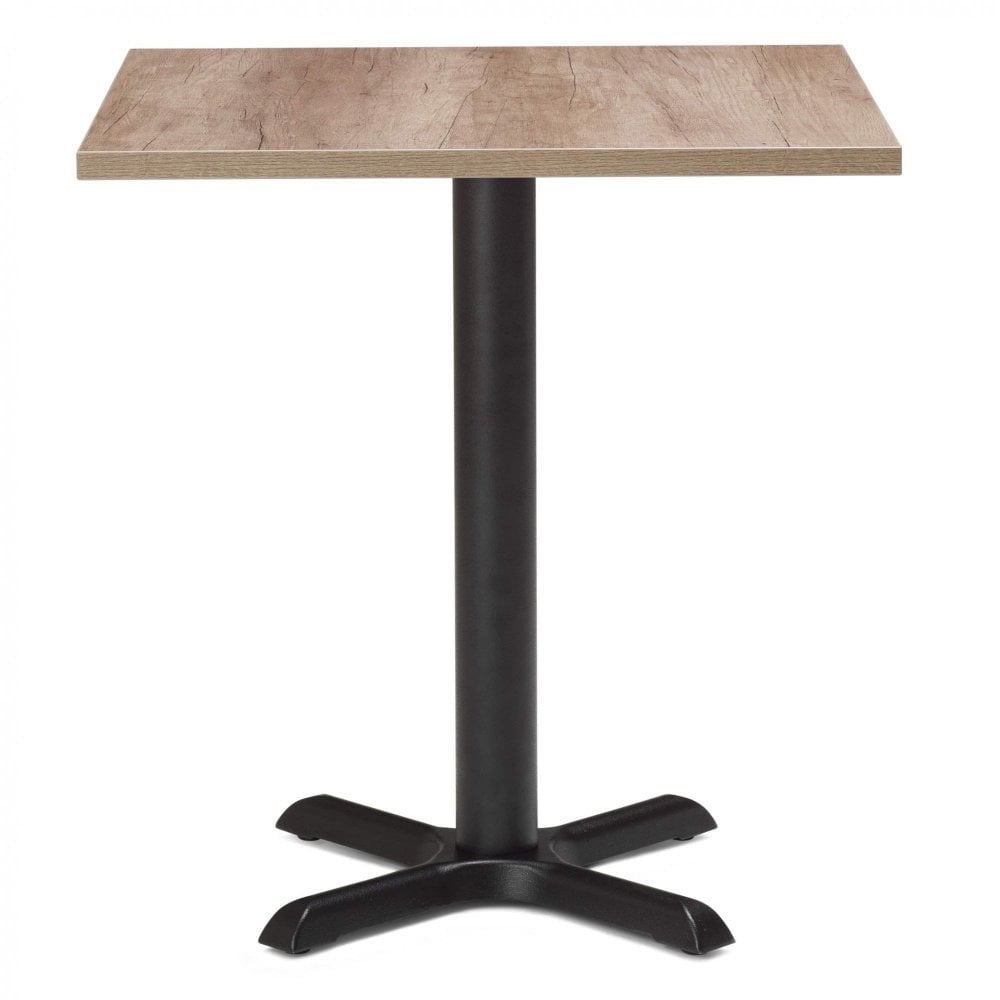 Zonda Metal Base Pedestal Square Table with Wood Top 700x700mm
