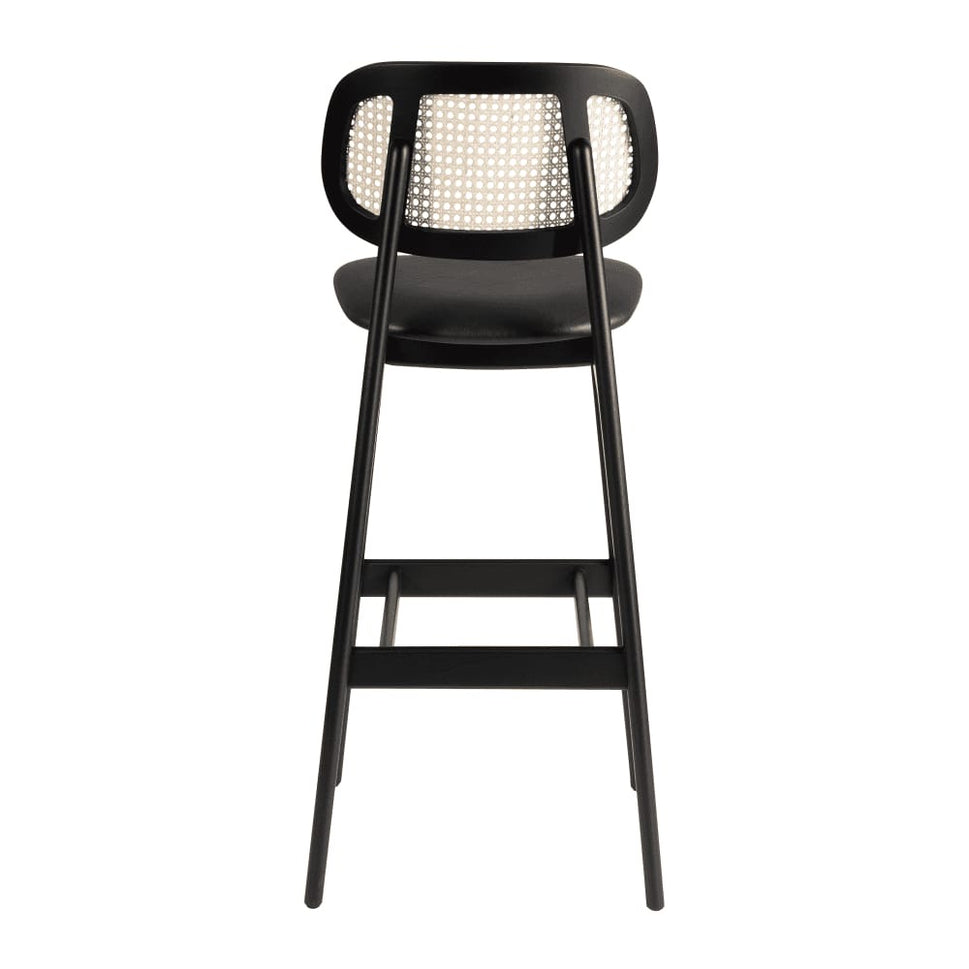 Relish Black Rattan Upholstered Bar Stool