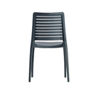 Switch The Lisbon Outdoor Stacking Side Chair, made from weather-resistant polypropylene with four straight legs and a slatted backrest, is shown front-facing on a white background—perfect for stylish outdoor seating. 3 image