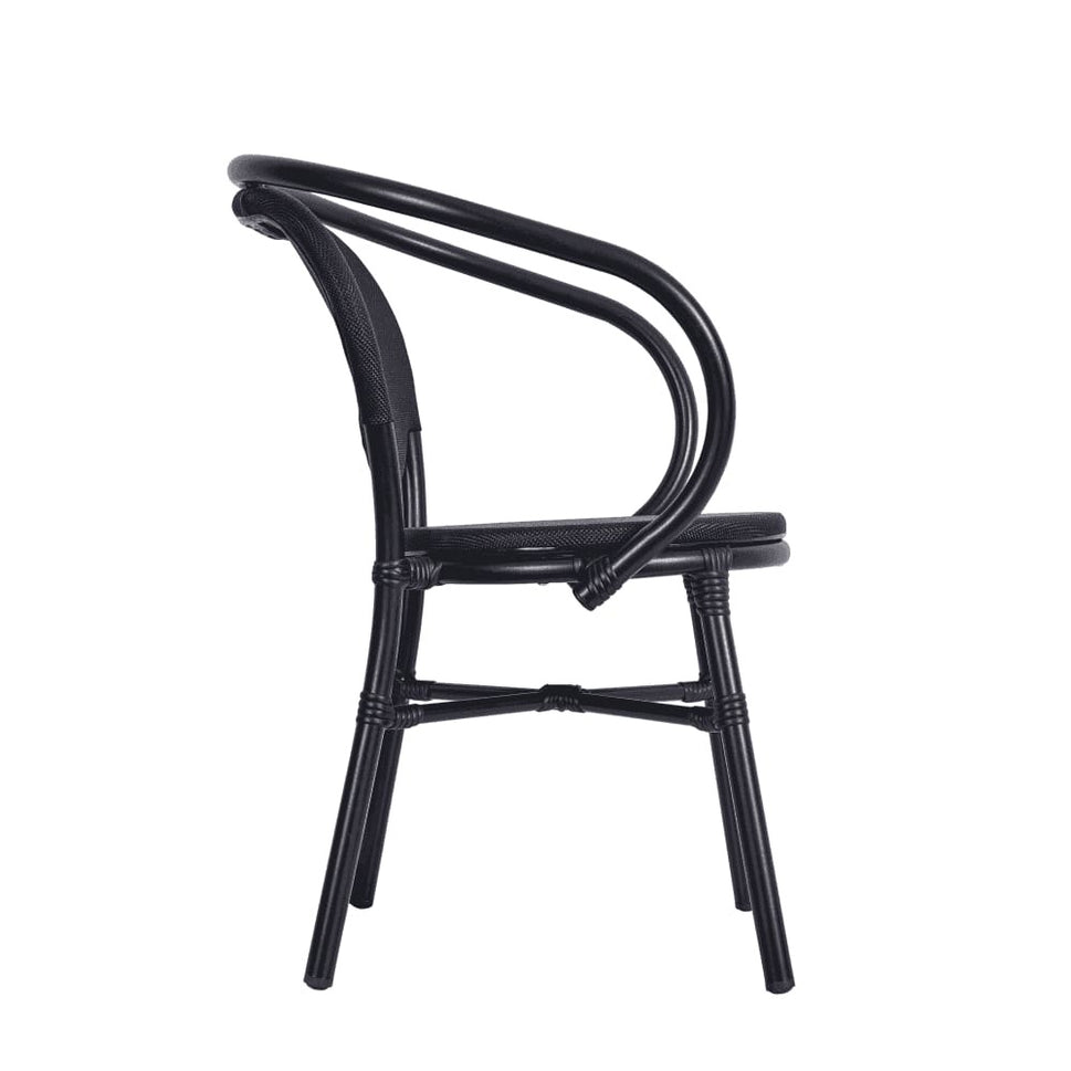 Lyon Black Outdoor Stacking Rattan Armchair