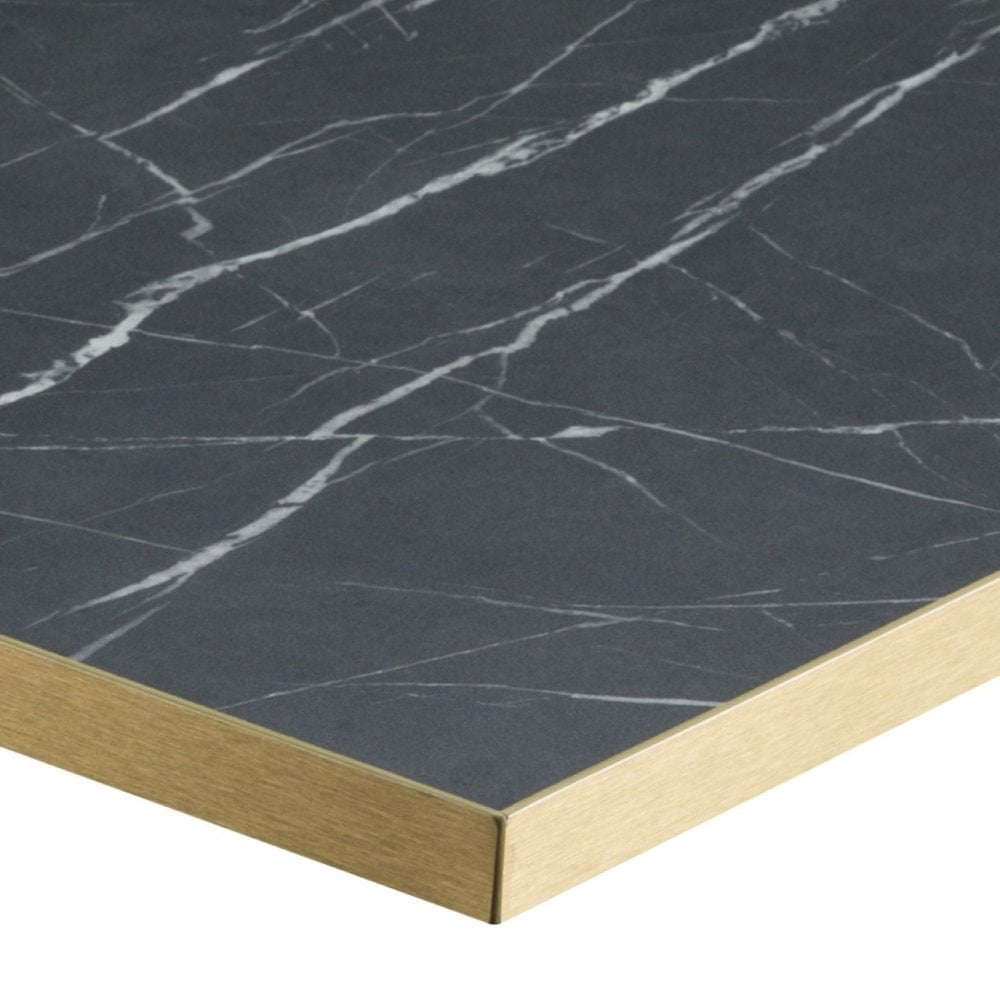 Black Marble - Gold Edge Restaurant Laminate Table Top - 25mm