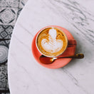 Switch Marseille Gold Bistro Metal Base Pedestal Round Table with White Marble Top 600mm 3 image