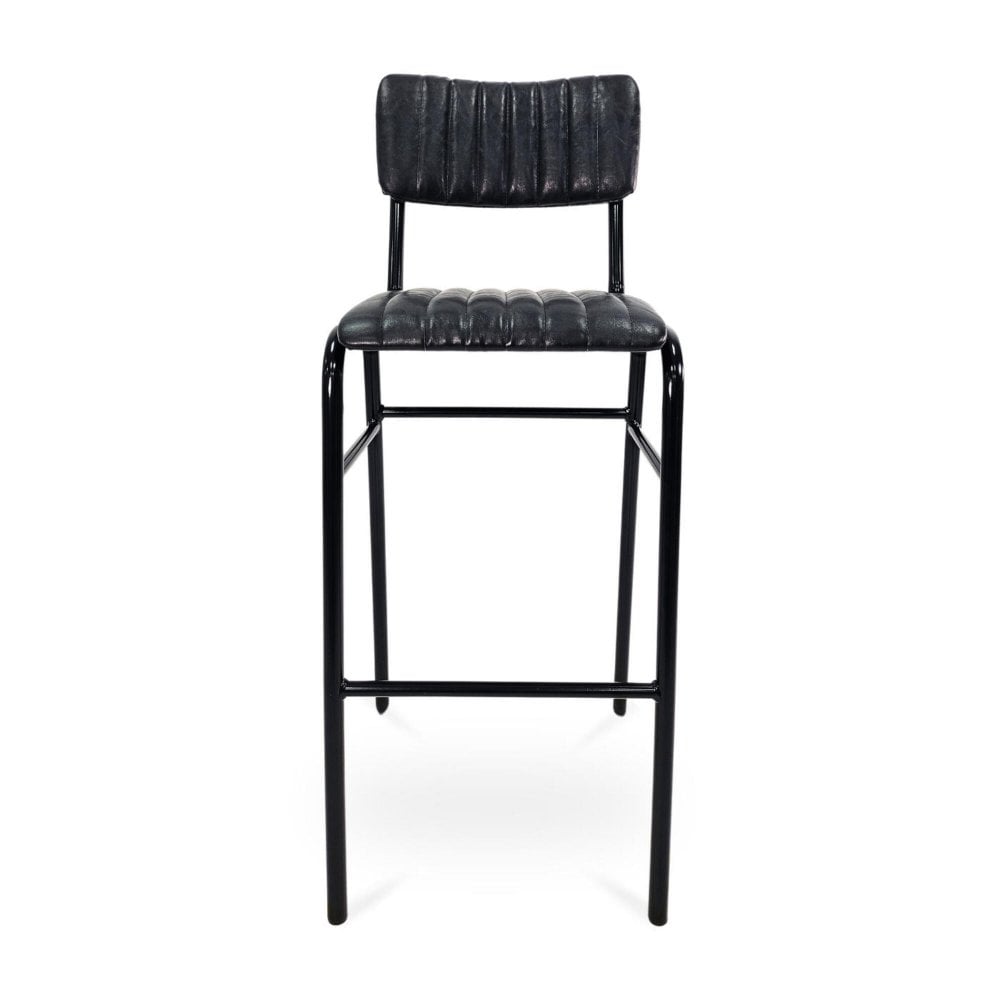 Derby Industrial Bar Stool - Faux Leather