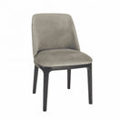 Switch The Wellington Side Chair Frame features a cushioned seat and backrest in light gray fabric with four black solid wood legs, making it an ideal stylish choice for restaurants or modern dining spaces. 2 image