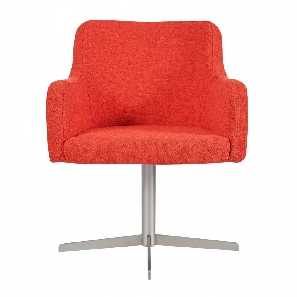 Huntington Wooden Upholstered Swivel Armchair - Nickel