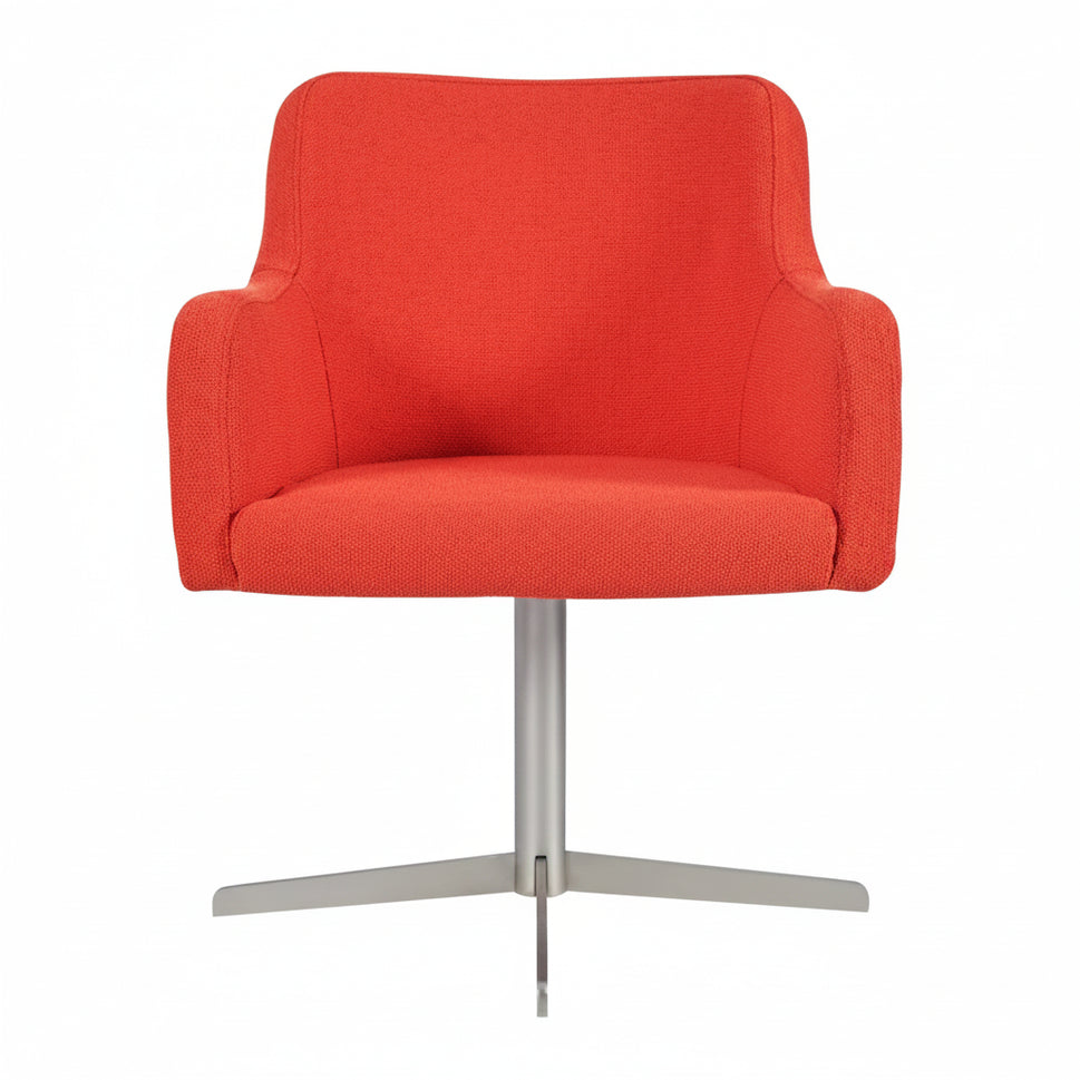 Huntington Wooden Upholstered Swivel Armchair - Nickel