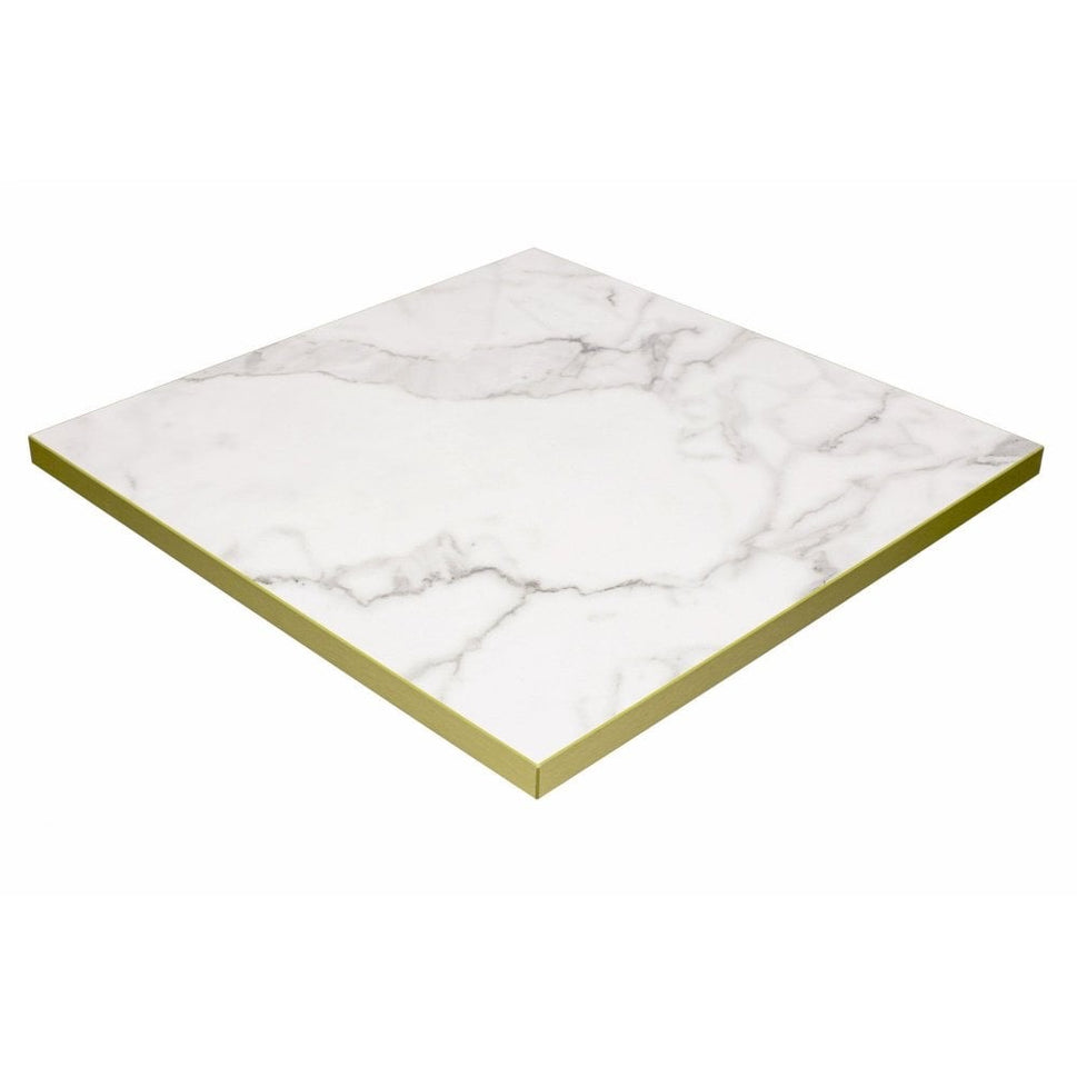 White Gold Calcatta Marble Gloss Laminate Restaurant Table Top - 25mm