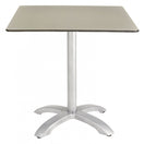 Switch The Marina Grey Outdoor Table Base features a simple square design with an aluminum base, adjustable feet, a single central column, and a flat, light-colored tabletop. 2 image