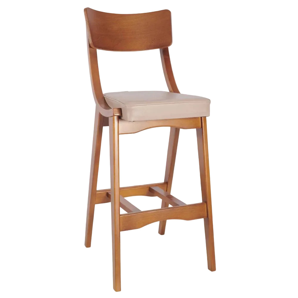 Wave Wooden Upholstered Bar Stool