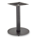 Switch The Profile Small Round Cast Iron Table Base is a sleek black commercial base with a round flat bottom and square mounting plate, expertly designed to support tabletops in restaurants or cafes. 3 image