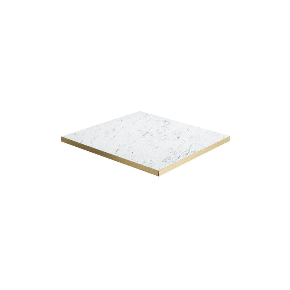 White Carrara Marble - Gold Edge Restaurant Laminate Table Top - 25mm