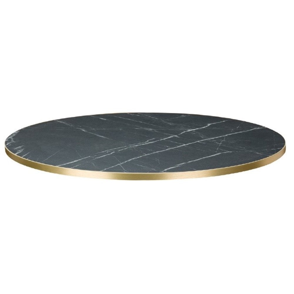 Black Marble - Gold Edge Restaurant Laminate Table Top - 25mm