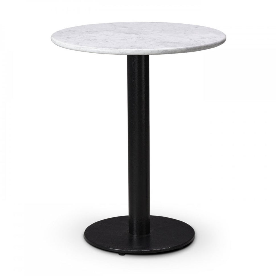 Mayan Metal Base Pedestal Round Table with White Marble Table Top 600mm