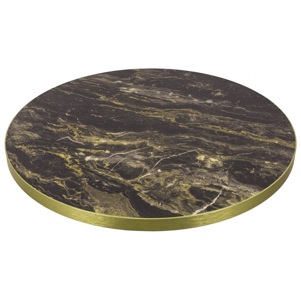 Black Gold Cappuccino Gloss Marble Laminate Restaurant Table Top - 25mm