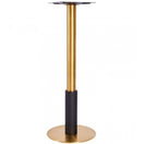Switch The Harrow L Brass Black Table Base - Small features a tall, modern brass column with a round gold base and black accent. Ideal for contract furniture, its flat top easily supports any tabletop. 2 image