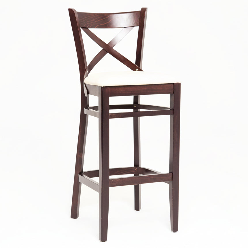 Cross Wooden Upholstered Bar Stool