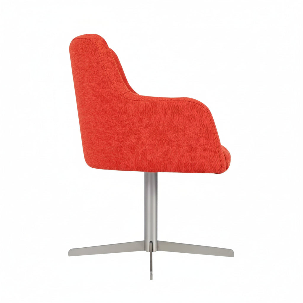 Huntington Wooden Upholstered Swivel Armchair - Nickel