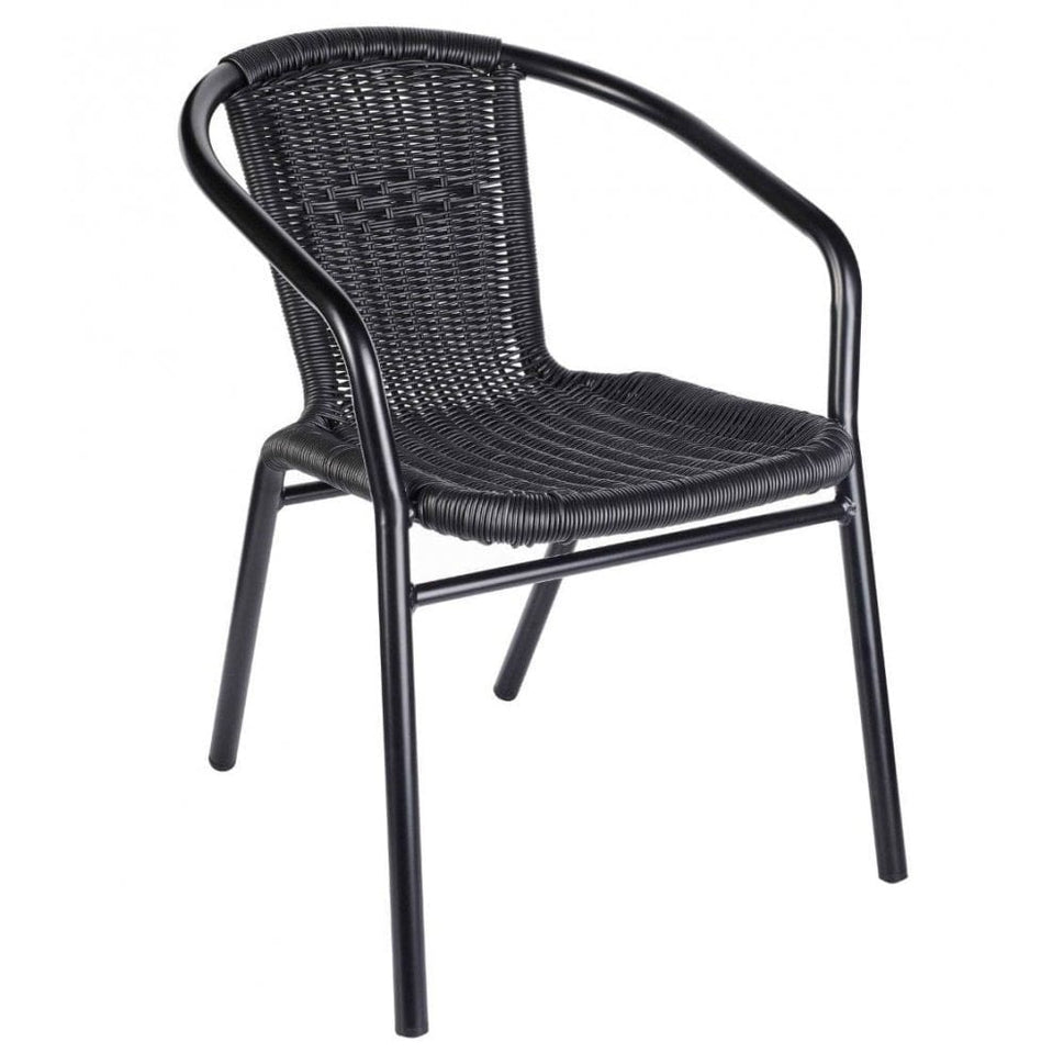 Black Wicker Outdoor Stacking Arm Chair