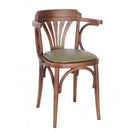 Switch The Elizabeth Bentwood Raw Armchair Frame features solid wood construction, curved armrests, a fan-shaped backrest, and arched seat supports for a classic vintage restaurant look. 2 image