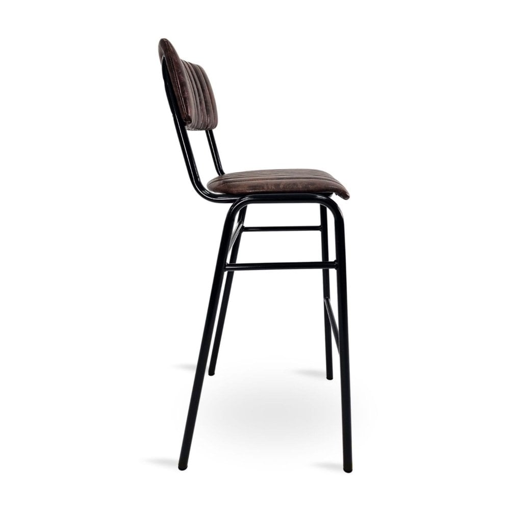 Derby Industrial Bar Stool - Faux Leather