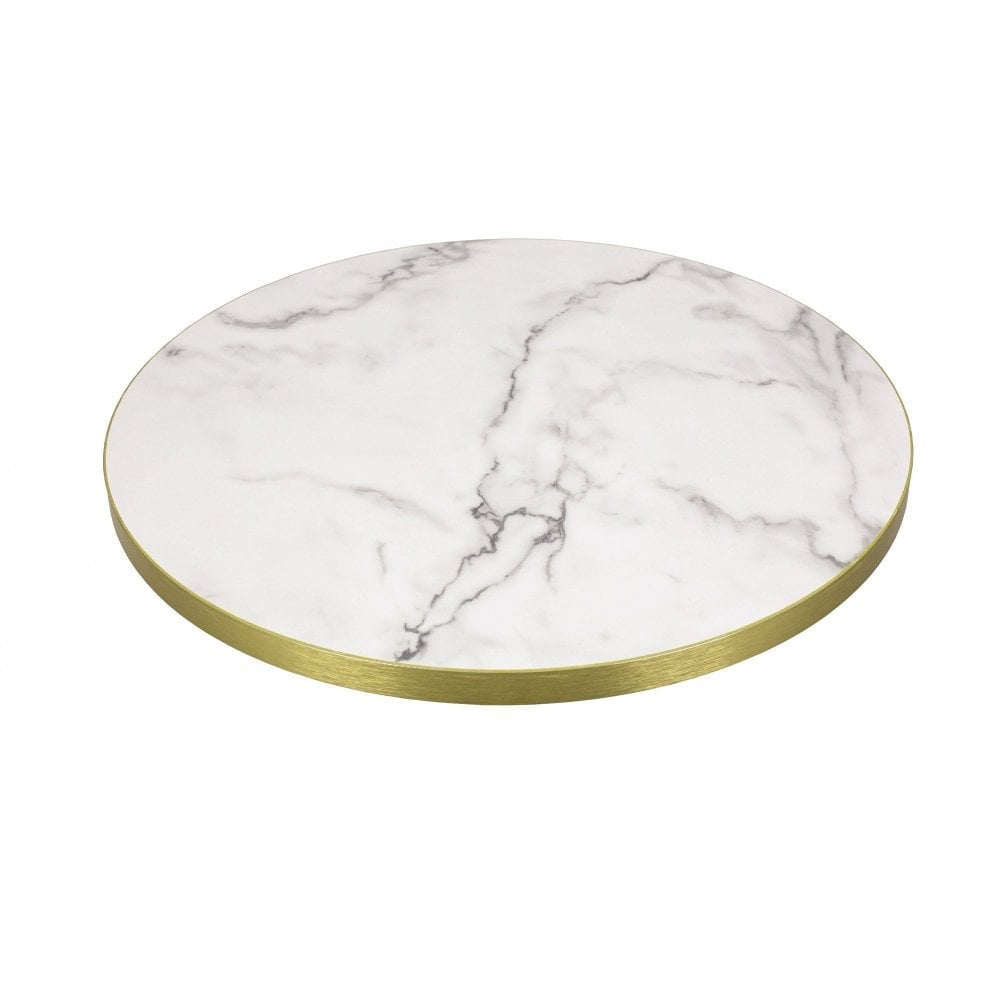 White Gold Calcatta Marble Gloss Laminate Restaurant Table Top - 25mm