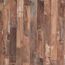 Switch A close-up of the Vintage Wood Outdoor Laminate Restaurant Table Top shows rectangular planks in varied brown shades, with visible grain, knots, and distressed textures for an authentic, rustic look. 3 image