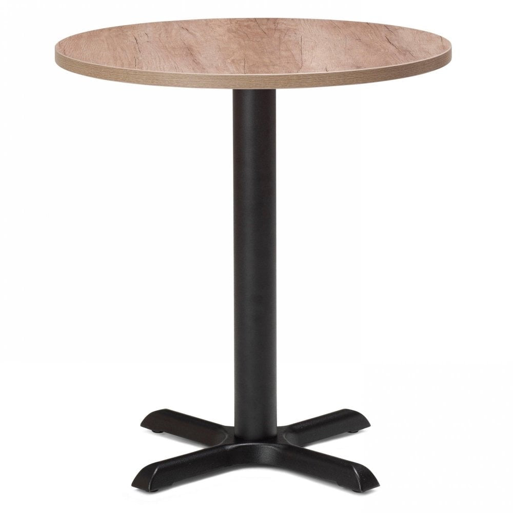 Zonda Metal Base Pedestal Round Table with Wood Top 800mm