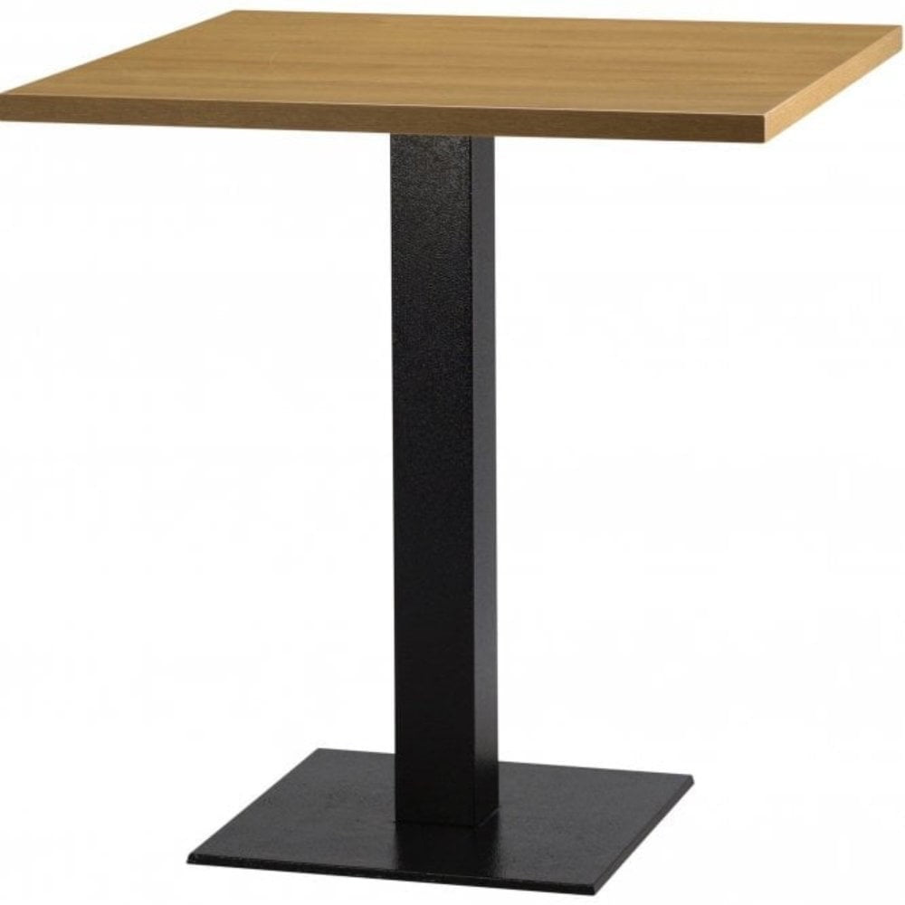 Figaro Metal Base Pedestal Square Table with Wood Top 800x800mm