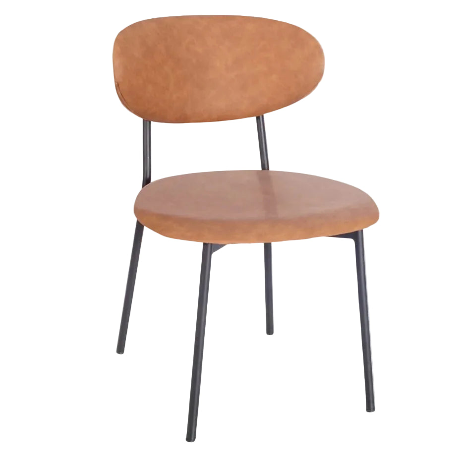 Joe Metal Stacking Tan Faux Leather Side Chair