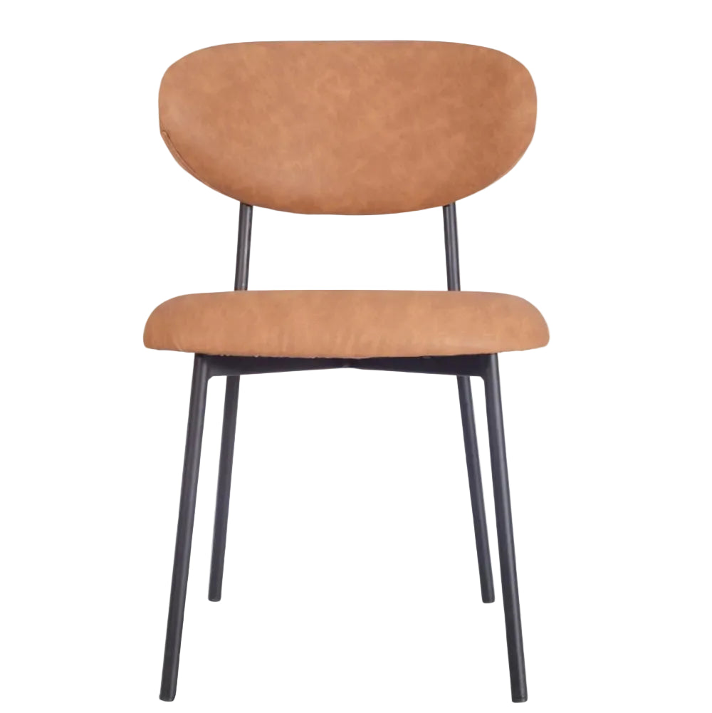 Joe Metal Stacking Tan Faux Leather Side Chair