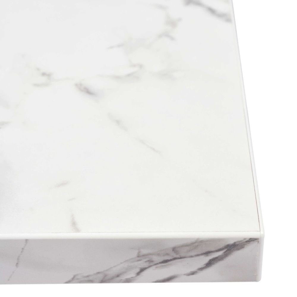 White Crystal Marble Laminate Restaurant Table Top - 25mm