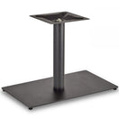 Switch The Profile Rectangle Single Pedestal Cast Iron Table Base features a black metal finish, central cylindrical support, and flat rectangular bottom plate—perfect for attaching a tabletop and ideal for commercial use. 3 image