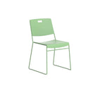 تبديل الصورة Arc High Density Stacking Chair in light green plastic, featuring a modern design with a cut-out handle in the backrest and slim metal legs. Lightweight and versatile, this chair is shown on a white background and is ideal for flexible seating arrangements as a high-density stacker. 2