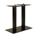 Switch The Forza Rectangle Twin Pedestal Cast Iron Table Base features two vertical square columns and a flat rectangular bottom plate with a durable powder-coated black finish. Shown against a white background. 1 image