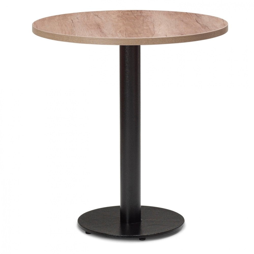 Bertone Metal Base Pedestal Round Table with Wood Top 600mm