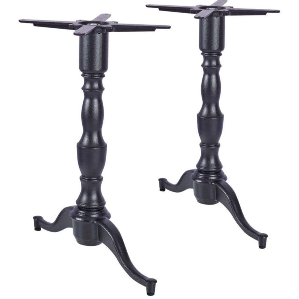 Queen Anne Twin Leg Pedestal Ornate Black Cast Iron Table Base - Powdercoated