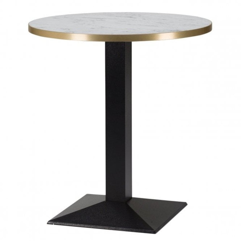 Amalfi Metal Base Pedestal Round Table with Wood Top 700mm