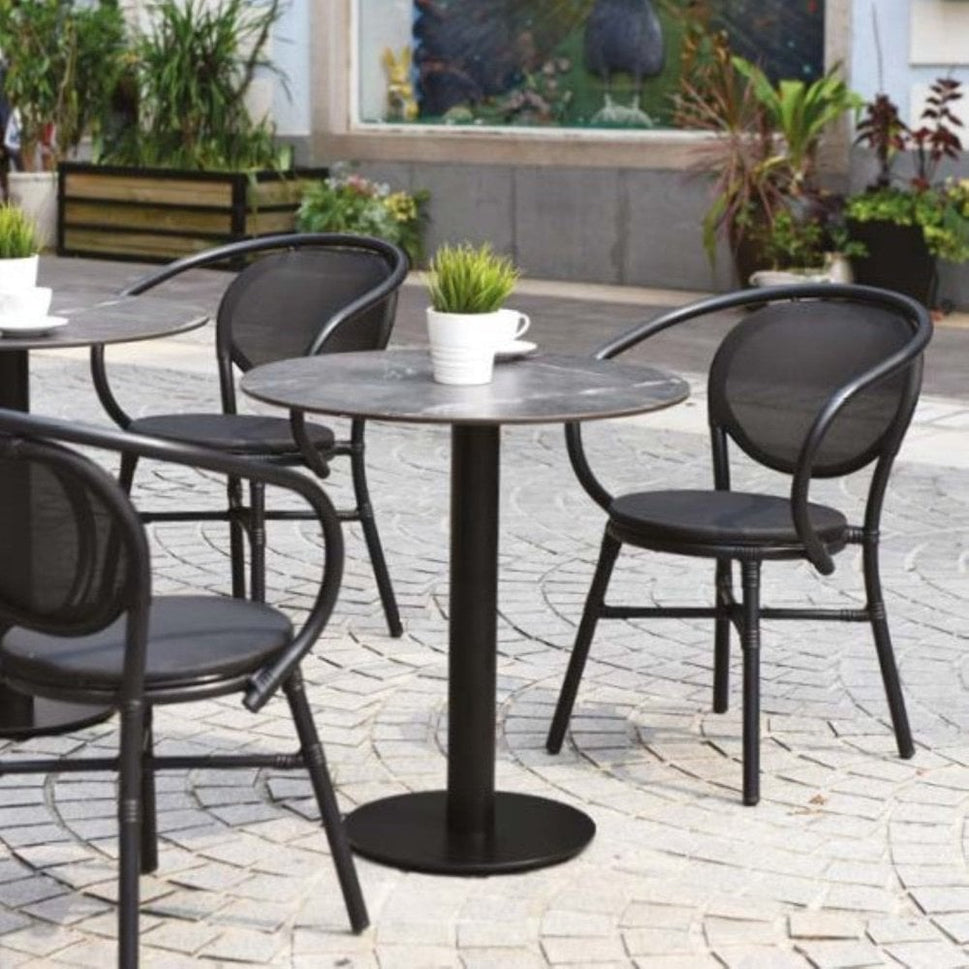 Lyon Black Outdoor Stacking Rattan Armchair