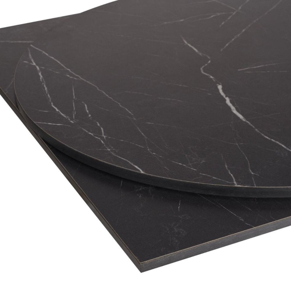 Black Obsidian Marble Outdoor Laminate Restaurant Table Top - 12mm