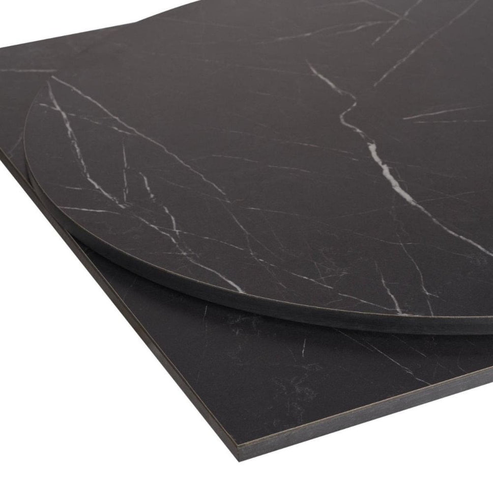 Black Obsidian Marble Outdoor Laminate Restaurant Table Top - 12mm