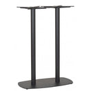Switch The Vega Twin Pedestal Rectangle Cast Iron Table Base features a modern design with two cylindrical legs and a flat oval base, made from durable cast iron—perfect for supporting rectangular tabletops in commercial spaces. 2 image