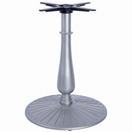 Switch Aldeburgh Large Candelabra Black Cast Iron Table Base - Powdercoated with a silver-colored central pedestal, a wide circular base with radiating grooves, and a black four-pronged mounting plate. 2 image