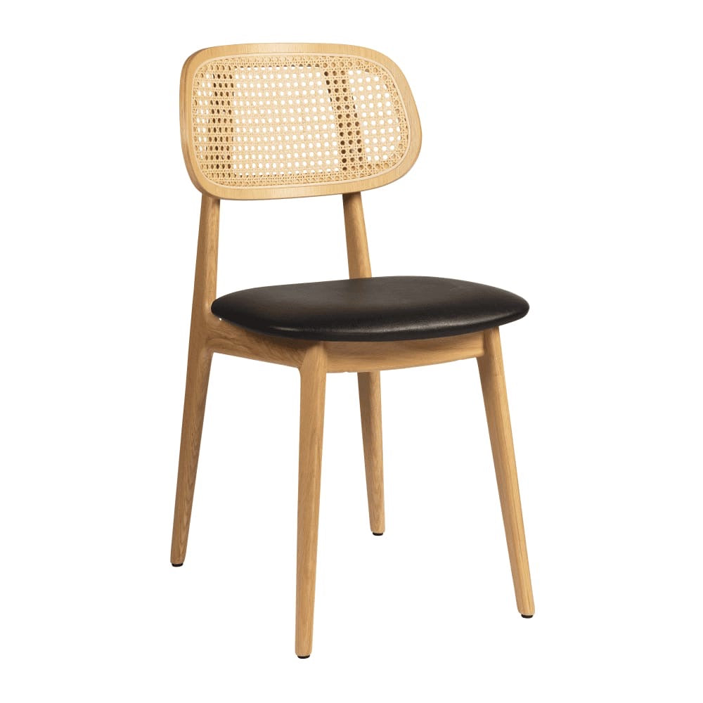 Relish Oak Rattan Upholstered Side Chair