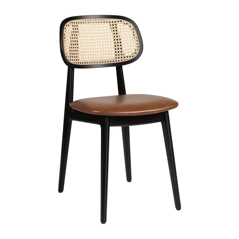 Relish Black Rattan Upholstered Side Chair